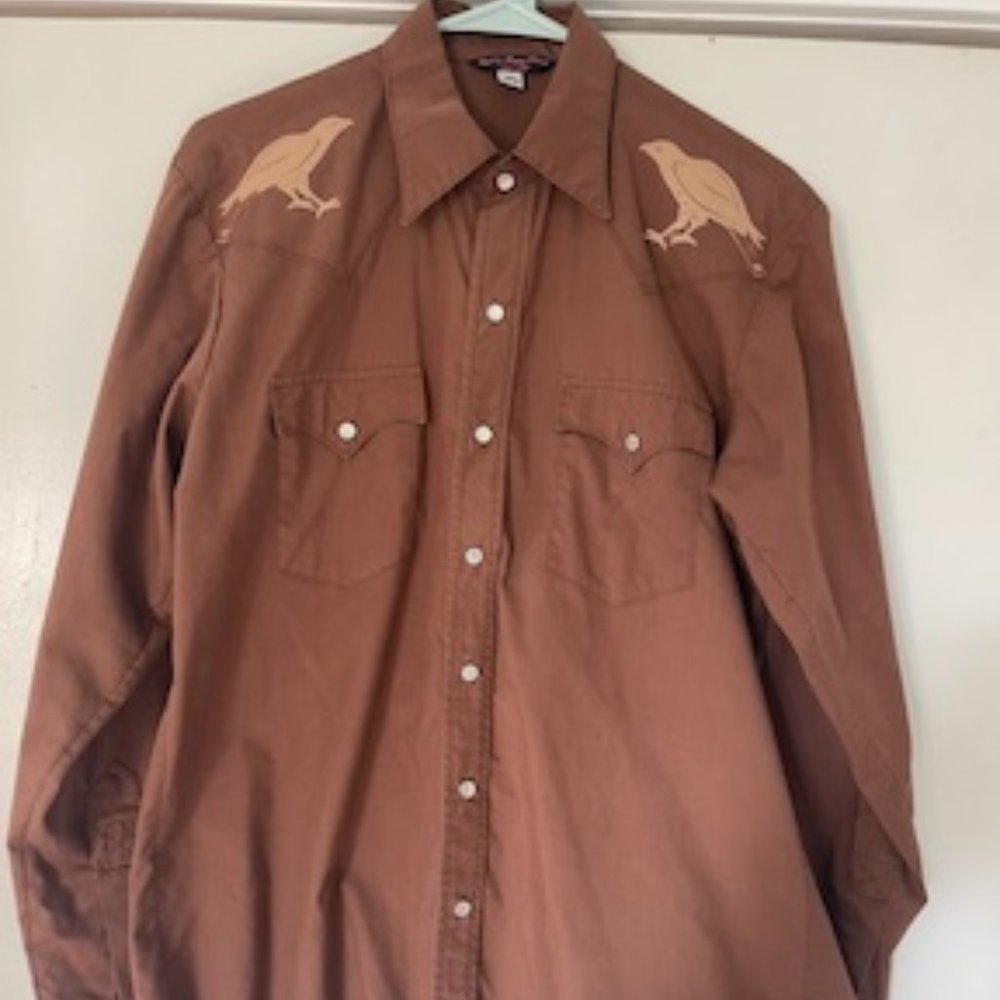 Lorna Leedy Handmade Western Bird Mens Shirt Pearl Snap Fancy Pony Land